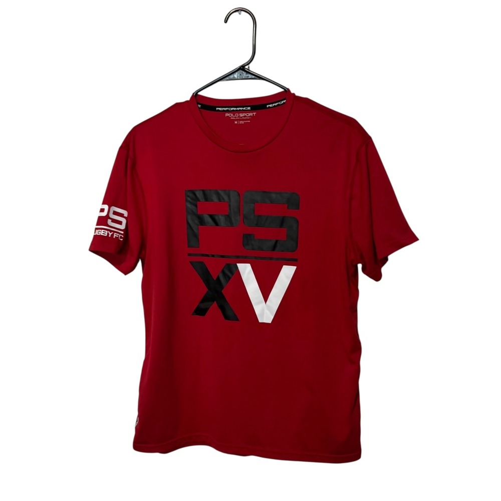 Polo Sport Ralph Lauren Shirt Mens Medium Red Rugby FC Football Performance Tee